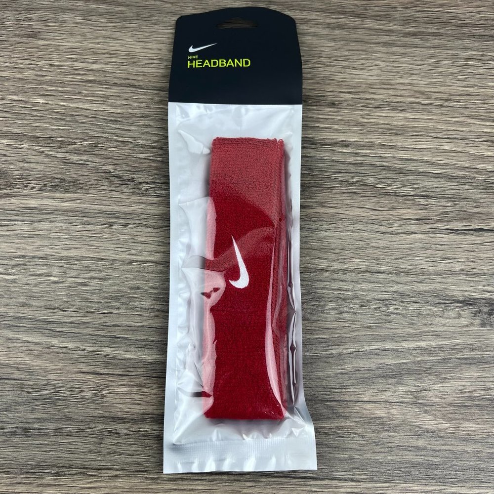 Red Nike Swoosh Headband Gym Tennis Training Sweatband Sports Running Sweatband